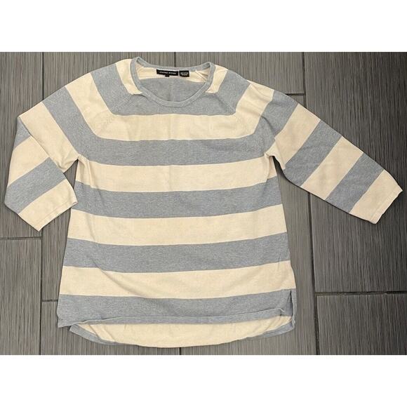 Jean Pierre Knit Top Size Blue/Cream Striped Long Sleeve Round Neckline Large - Picture 1 of 4